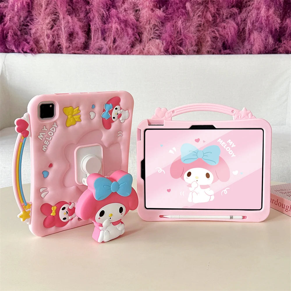 For Xiaomi RedMi Pad 2 SE 8.7 11 Inch Cute 3D Cartoon Melody Kitty Tablet Case Kids Friendly Silicone Head folding bracket Cover