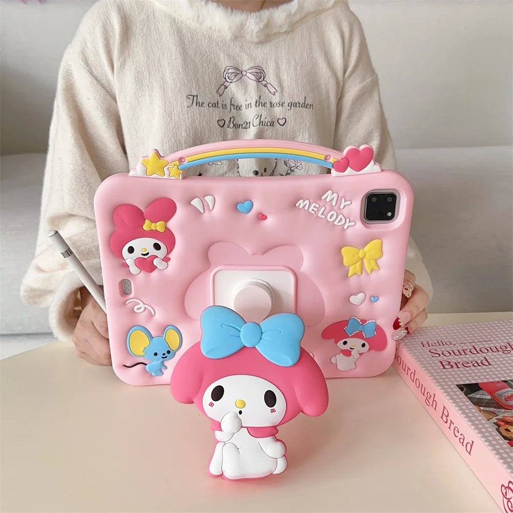 For Xiaomi RedMi Pad 2 SE 8.7 11 Inch Cute 3D Cartoon Melody Kitty Tablet Case Kids Friendly Silicone Head folding bracket Cover